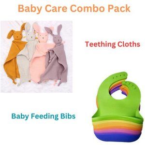 Baby Feeding Bibs & Muslin Teething Cloths Pack